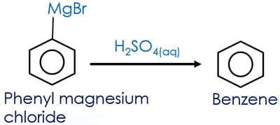 phenyl magnesium chloride and dilute acid give
                      benzene